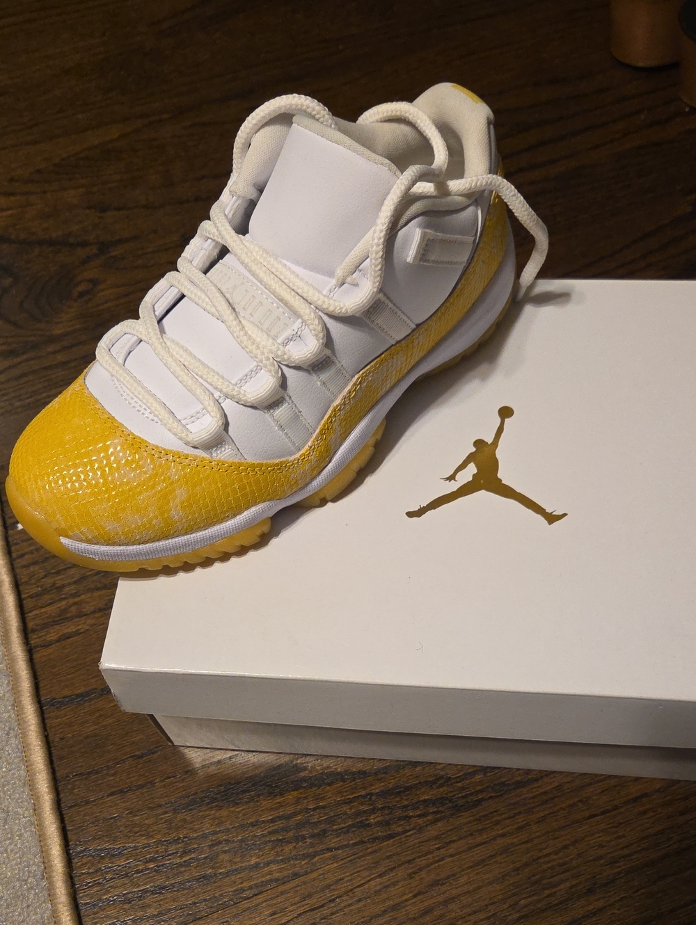 Jordan Kids White and Yellow Low-Top Sneakers